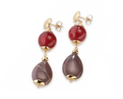 Orecchini severine ottone finitura dorata con agata, avventurina e agata ruby Sovrani