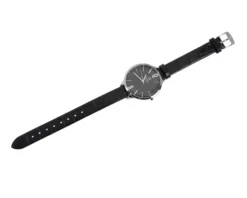 Orologio da polso donna acciaio con quadrante nero e cinturino in pelle Royal london