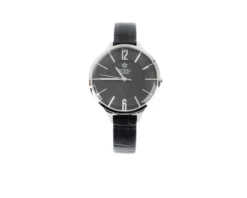 Orologio da polso donna acciaio con quadrante nero e cinturino in pelle Royal london