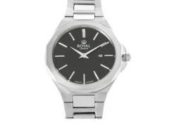 Orologio da polso donna acciaio con quadrante nero Royal london