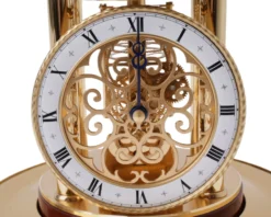 Orologio da tavolo astrolabium in ottone dorato e mogano Hermle