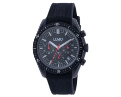 Orologio uomo mondiel acciaio quadrante nero e cinturino silicone nero Liu jo