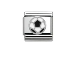 Pallone bianco e nero composable acciaio argento e smalto Nomination