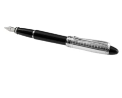 Penna stilografica ipsilon quadra argento nera Aurora