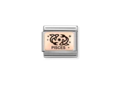 Pesci composable acciaio oro rosa 375 e smalto nero Nomination