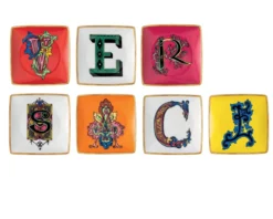 Piattino alphabet porcellana lettera m Versace