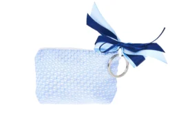 Portachiavi portaconfetti rombi azzurro e doppio fiocco azzurro Selezione zanolli