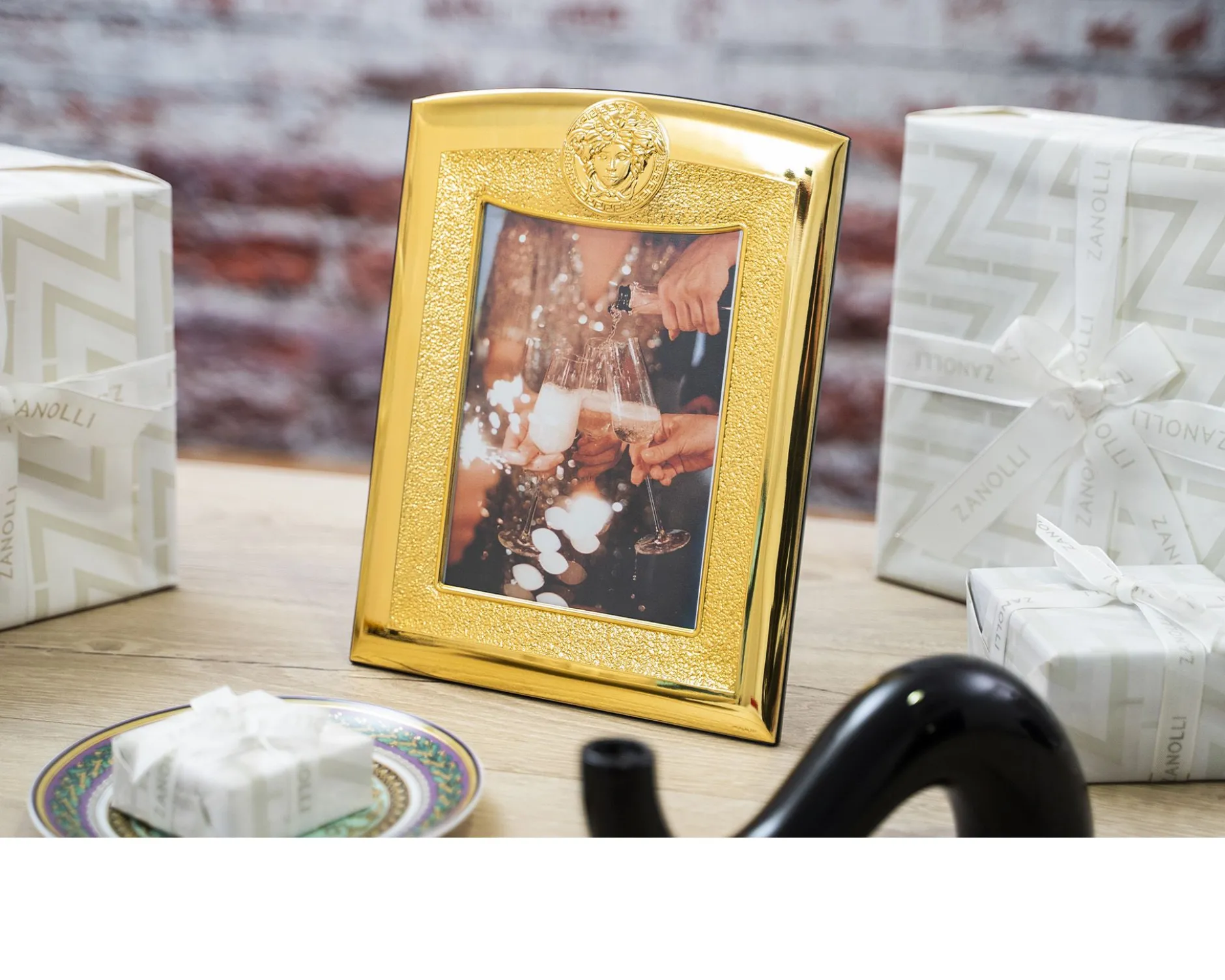 Portafoto frames argento bilaminato oro Versace