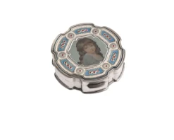 Portapillole tondo argento con smalto blu Selezione zanolli