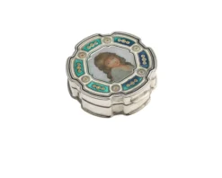 Portapillole tondo argento con smalto verde Selezione zanolli