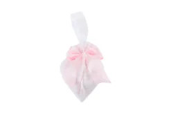 Sacchetto portaconfetti cuore taffetà rigato con fiocco raso rosa Selezione zanolli