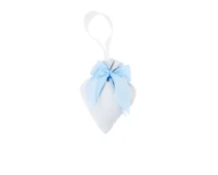 Sacchetto portaconfetti cuore azzurro con fiocco rigatino bianco Selezione zanolli