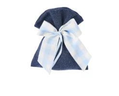 Sacchetto portaconfetti jeans con fiocco quadri azzurro bianchi Selezione zanolli