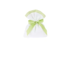 Sacchetto portaconfetti panama bicolore con fiocco rigatino verde Selezione zanolli