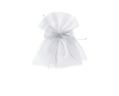 Sacchetto portaconfetti righe argento con fiocco argento Selezione zanolli