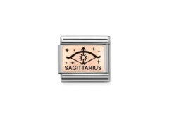 Sagittario composable acciaio oro rosa 375 e smalto nero Nomination