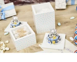 Scatola carillon bagnetto forever friends orsetto celeste con batuffoli di ovatta Selezione zanolli