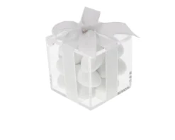 Scatolina in plexiglass con tenerezze bianche e nastro bianco Selezione zanolli