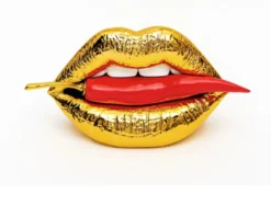 Scultura mini bocca oro e peperoncino rosso Selezione zanolli