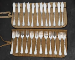 Servizio posate pesce argento 24 pezzi in stile inglese usato ricondizionato Zanolli vintage
