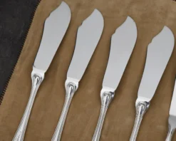 Servizio posate pesce argento 24 pezzi in stile inglese usato ricondizionato Zanolli vintage