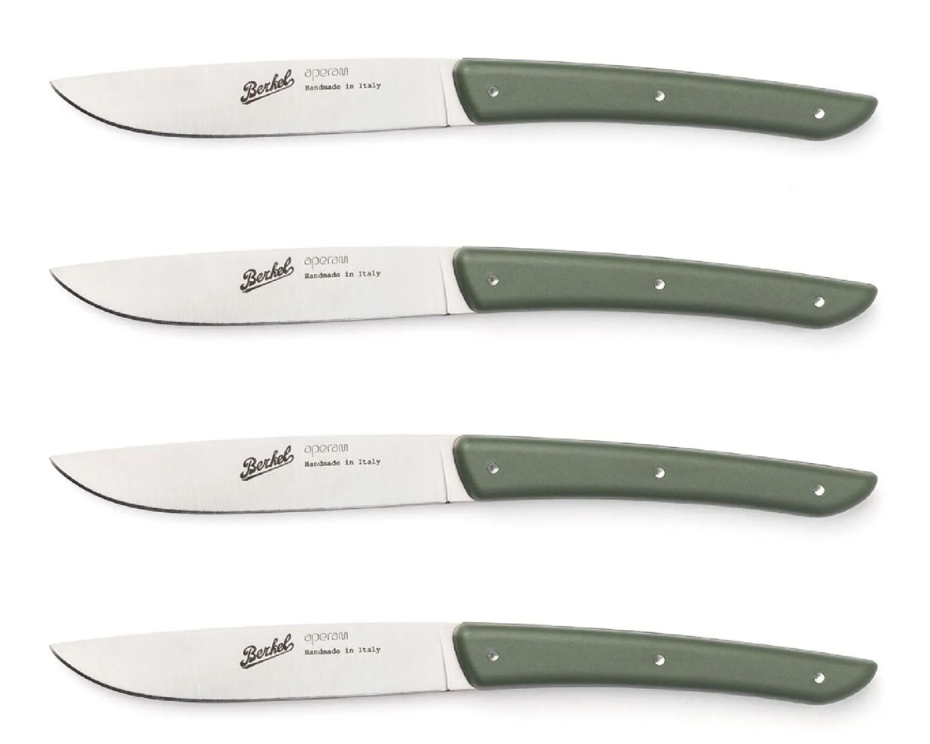 Set coltelli bistecca color acciaio verde 4 pezzi Berkel