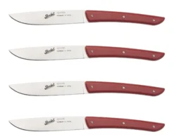 Set coltelli bistecca color acciaio rosso 4 pezzi Berkel