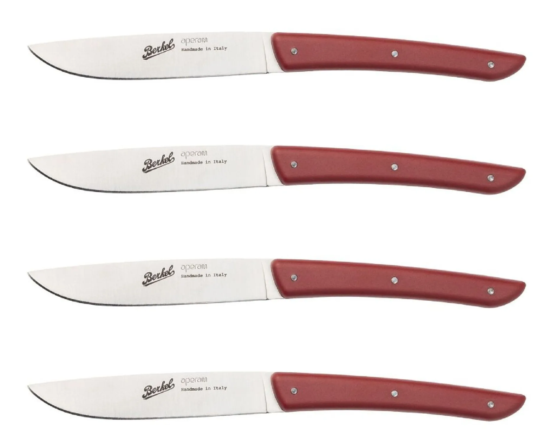 Set coltelli bistecca color acciaio rosso 4 pezzi Berkel