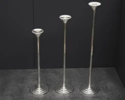 Set di tre candelieri monofiamma argento usato ricondizionato Zanolli vintage