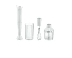 Set frullatore plissè bianco con frusta e tritatutto (4 pezzi) Alessi