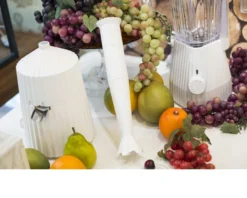 Set frullatore plissè bianco con frusta e tritatutto (4 pezzi) Alessi