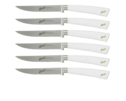 Set 6 pezzi coltelli bistecca elegance acciaio con manico bianco Berkel