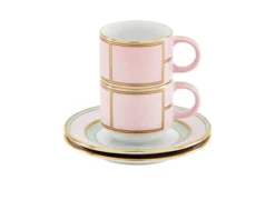Set tazze caffè diva porcellana rosa con piattino Richard ginori