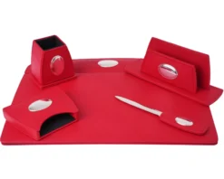 Set ufficio argento bilaminato 5 pezzi rosso Selezione zanolli