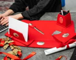Set ufficio argento bilaminato 5 pezzi rosso Selezione zanolli