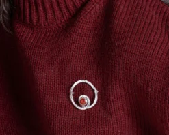 Spilla tonda origine argento con corniola Selezione zanolli