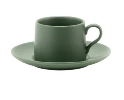 Tazza caffè con piattino levante porcellana verde Zafferano