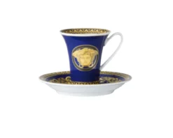 Tazza caffè medusa blue porcellana con piattino Versace