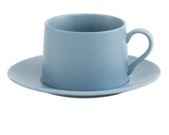 Tazza the con piattino levante porcellana blu avio Zafferano
