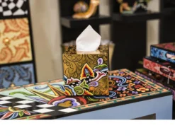 Tissue box square gold dipinto a mano Tom's drag