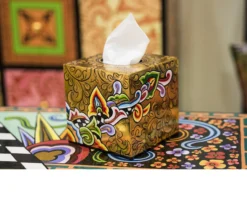 Tissue box square gold dipinto a mano Tom's drag