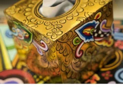 Tissue box square gold dipinto a mano Tom's drag