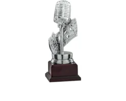 Trofeo microfono in resina con base in legno Selezione zanolli