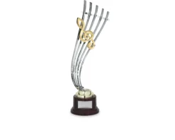 Trofeo musica in metallo con base in legno Selezione zanolli
