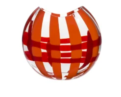 Vaso eclissi vetro di murano arancio rosso Carlo moretti