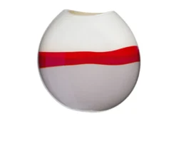 Vaso eclissi vetro di murano avorio rosso grigio Carlo moretti
