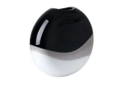 Vaso eclissi vetro di murano latte nero grigio Carlo moretti