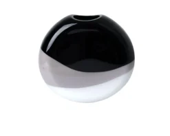 Vaso eclissi vetro di murano latte nero grigio Carlo moretti