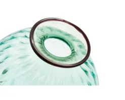 Vaso monofiore balloton vetro di murano verde menta con filo rosso Venini