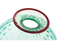 Vaso monofiore balloton vetro di murano verde menta con filo rosso Venini